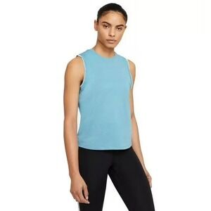 Nike Women's Crochet-Trimmed Yoga Tank Top Blue Size XS